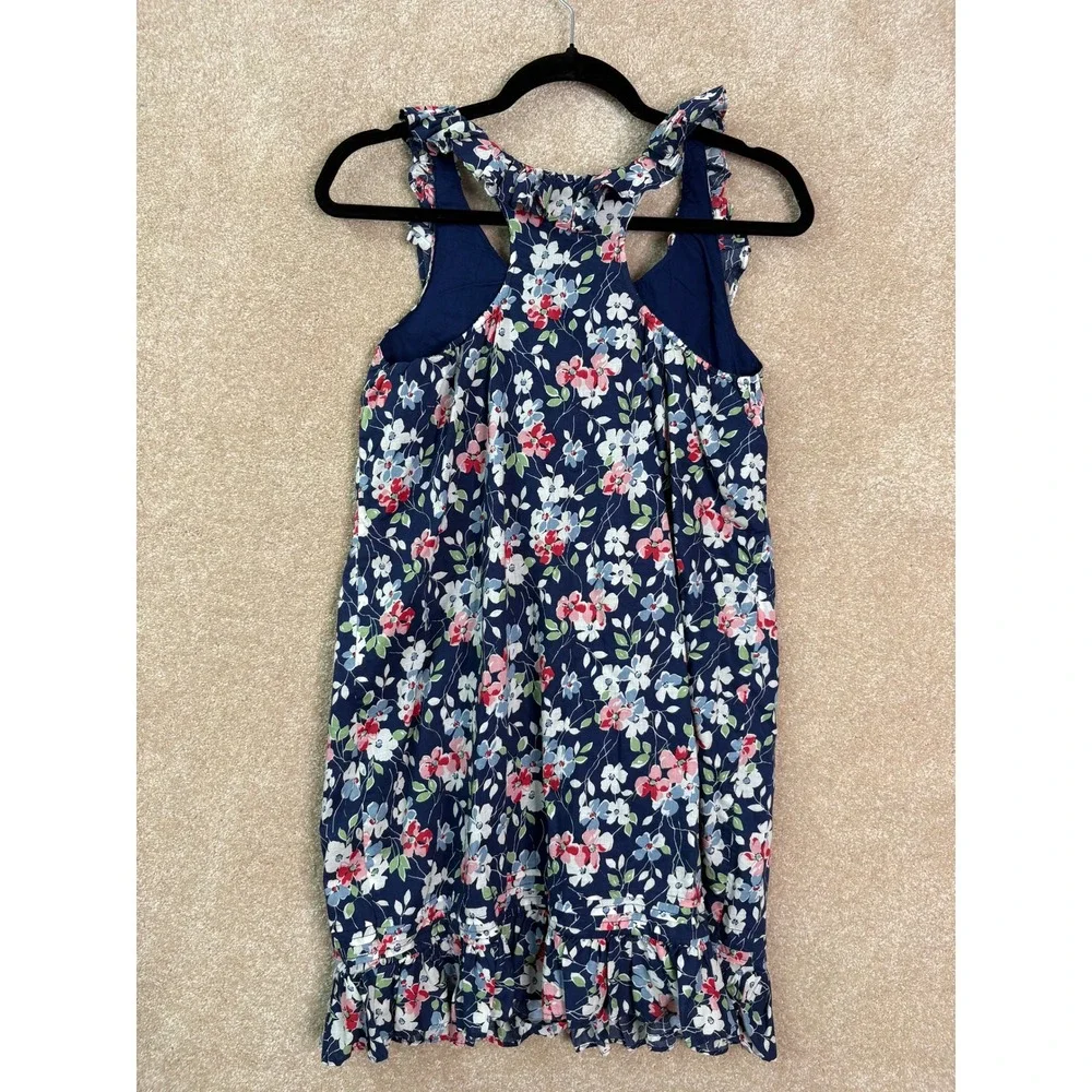 RALPH LAUREN Floral Dress Girls Size 14 Navy Blue Summer Preppy Designer